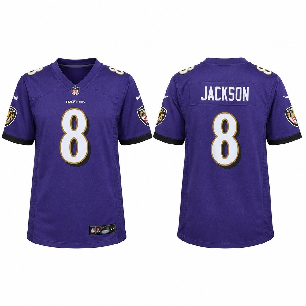 Nike Lamar Jackson Baltimore Ravens #8 Youth L Purple NFL Game Jersey No Tag